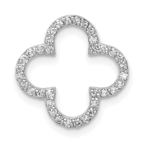 14K White Gold Polished 0.25 Carat Diamond Small Quatrefoil Design Pendant