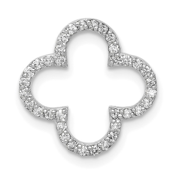 14k White Gold Small Diamond Quatrefoil Design Pendant