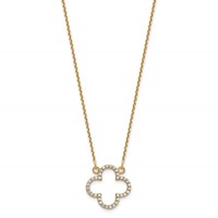 14K Yellow Gold Polished 0.25 Carat Diamond Quatrefoil Design Necklace, 18" view 2