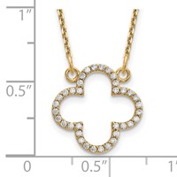 14K Yellow Gold Polished 0.25 Carat Diamond Quatrefoil Design Necklace, 18" view 3