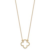 14K Yellow Gold Polished Open Quatrefoil Design Necklace, 18" view 2