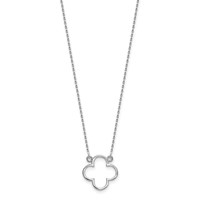 14K White Gold Polished Open Quatrefoil Design Necklace, 18" view 2