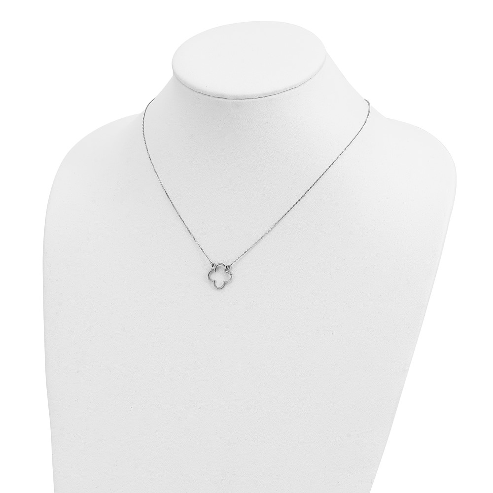 14k White Gold Polished Open Quatrefoil Design 18 inch Necklace (XP5054W)