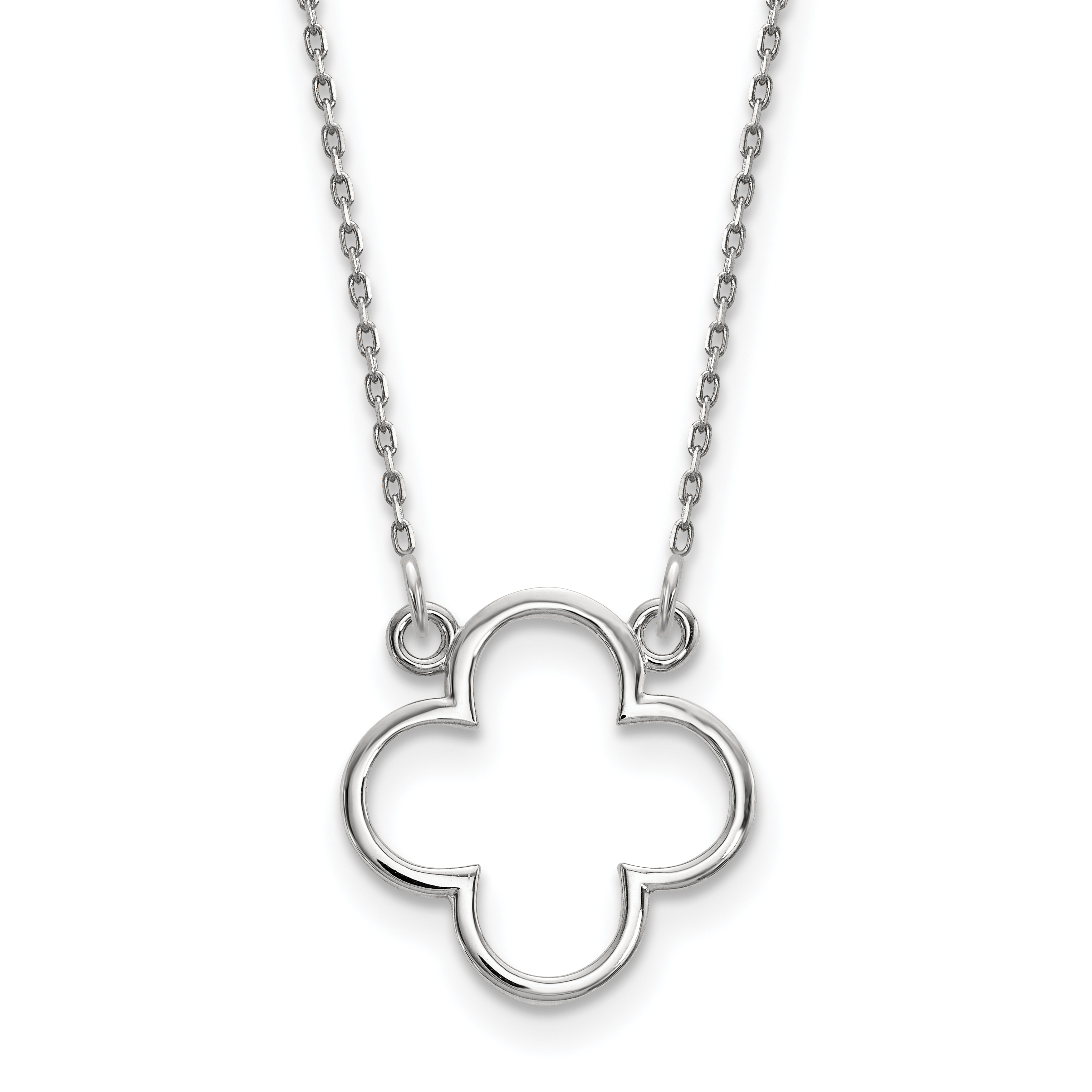 14k White Gold Polished Open Quatrefoil Design 18 inch Necklace (XP5054W)
