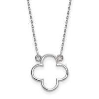 14K White Gold Polished Open Quatrefoil Design Necklace, 18" view 1
