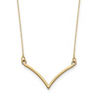 14K Polished 18 Inch V-Necklace view 1