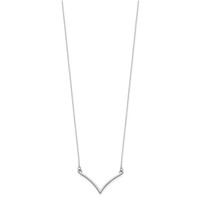 14K White Gold Polished V-Necklace, 18" view 2