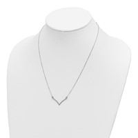 14K White Gold Polished V-Necklace, 18" view 3