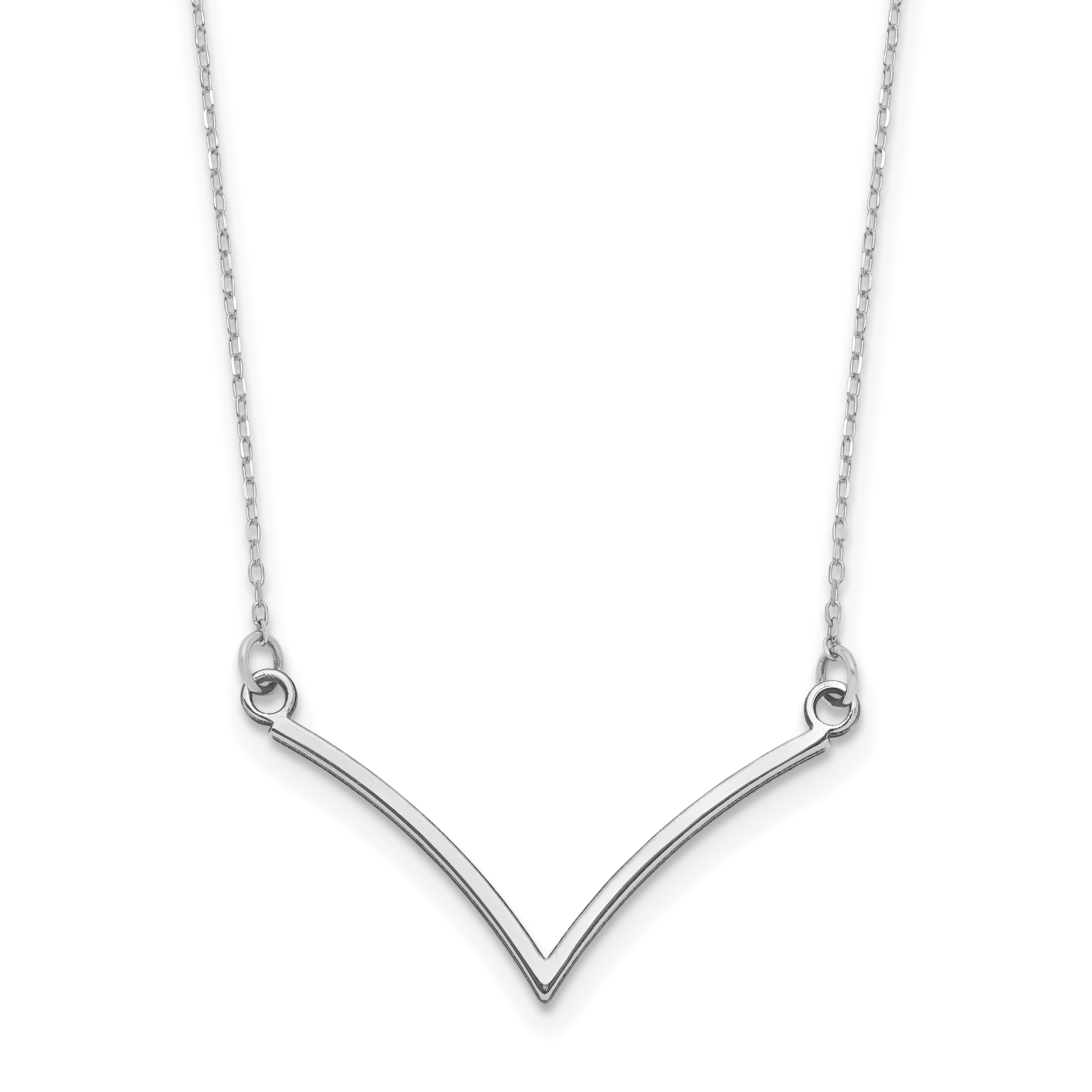 14k White Gold Polished 18 inch V-Necklace (XP5059W)