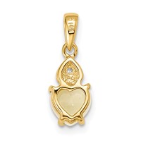 14K Yellow Gold and Rhodium Genuine Opal Heart Pendant with Diamond Accent view 4