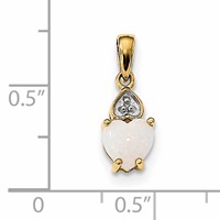 14K Yellow Gold and Rhodium Genuine Opal Heart Pendant with Diamond Accent view 3