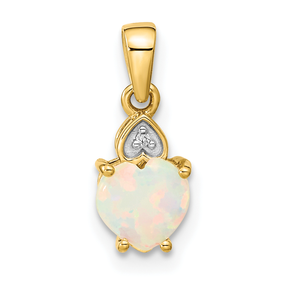 14k Diamond and Genuine Opal Polished Heart Pendant (XP5172OP)