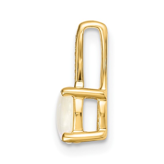 14k Round Opal and Diamond Slide Fits up to 4mm Fancy Omega Only