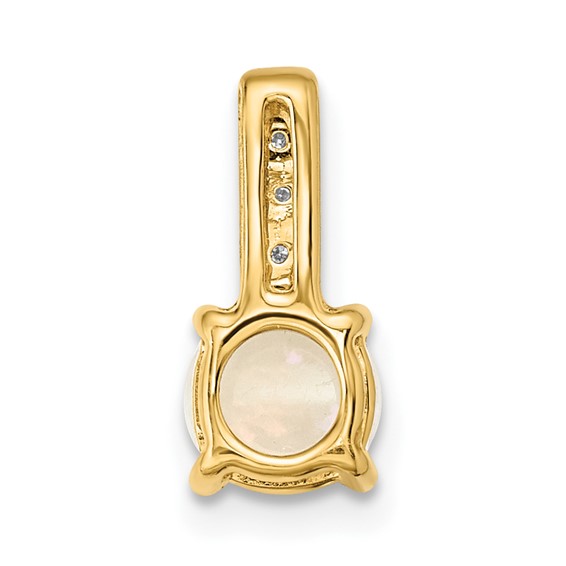 14k Round Opal and Diamond Slide Fits up to 4mm Fancy Omega Only