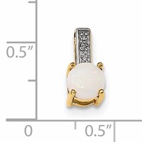 14K Yellow Gold Round Opal and Diamond Slide Fits Up to 4mm Fancy Omega Only view 3