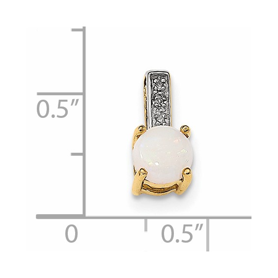 14k Round Opal and Diamond Slide Fits up to 4mm Fancy Omega Only