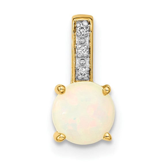 14k Round Opal and Diamond Slide Fits up to 4mm Fancy Omega Only
