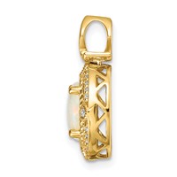 14K Yellow Gold Austrian Opal and Diamond Halo Pendant Fits Up to 2mm Regular 3mm Fancy Or Reversible Omega view 2