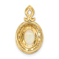 14K Yellow Gold Austrian Opal and Diamond Halo Pendant Fits Up to 2mm Regular 3mm Fancy Or Reversible Omega view 4