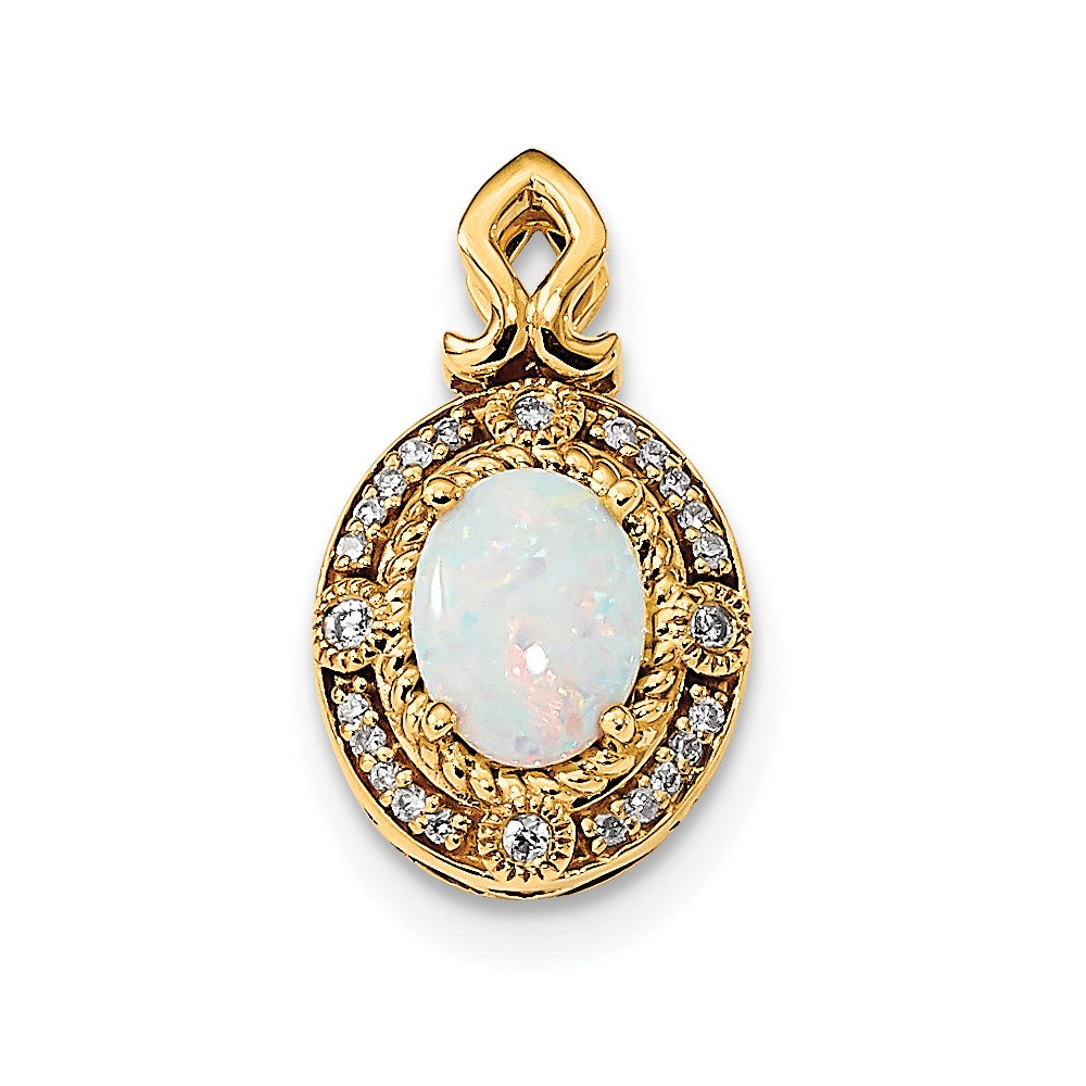 14k Austrian Opal and Diamond Pendant