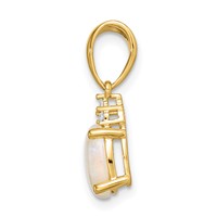 14K Yellow Gold Austrian Opal and Diamond Pendant view 2