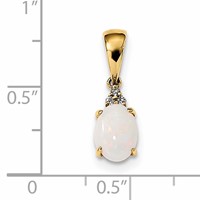 14K Yellow Gold Austrian Opal and Diamond Pendant view 3
