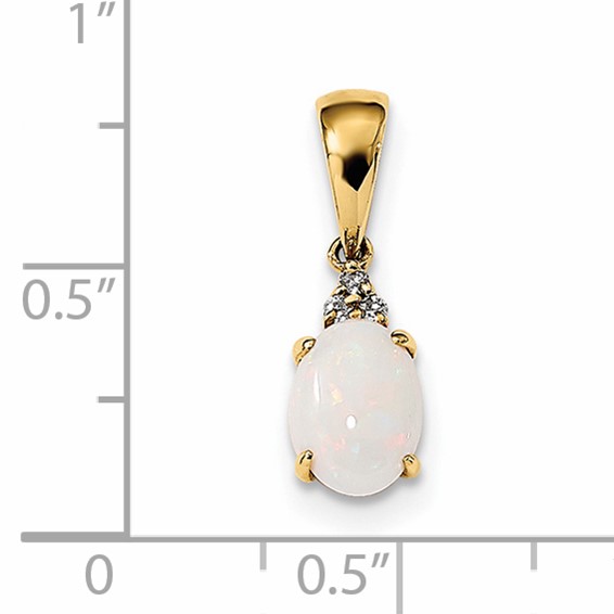 14k Austrian Opal and Diamond Pendant