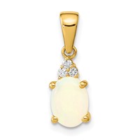 14K Yellow Gold Austrian Opal and Diamond Pendant view 1