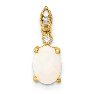 14k Austrian Opal and Diamond Pendant