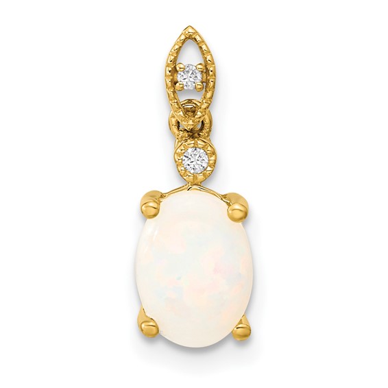 14k Austrian Opal and Diamond Pendant