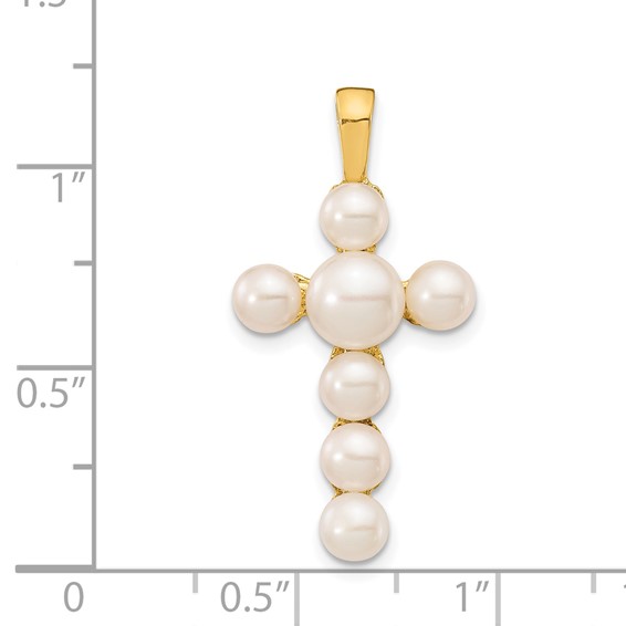 Gold Polished Cross Pearl Pendants