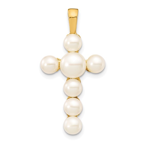 Gold Polished Cross Pearl Pendants