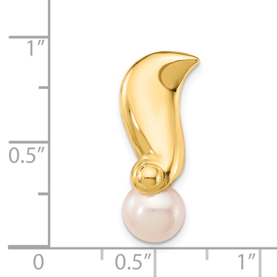 14K 7-8mm White Round Freshwater Cultured Pearl Chain Slide