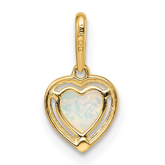 14k Lab Created Opal Heart Pendant