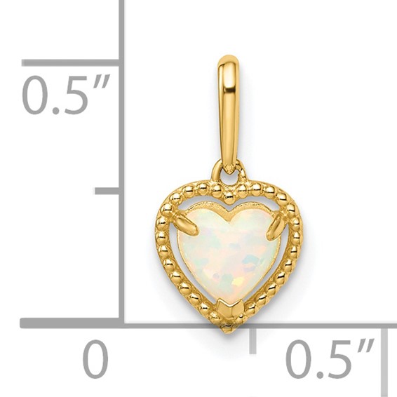 14k Lab Created Opal Heart Pendant