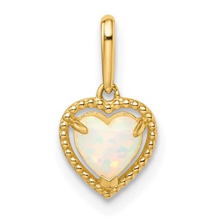 14k Lab Created Opal Heart Pendant