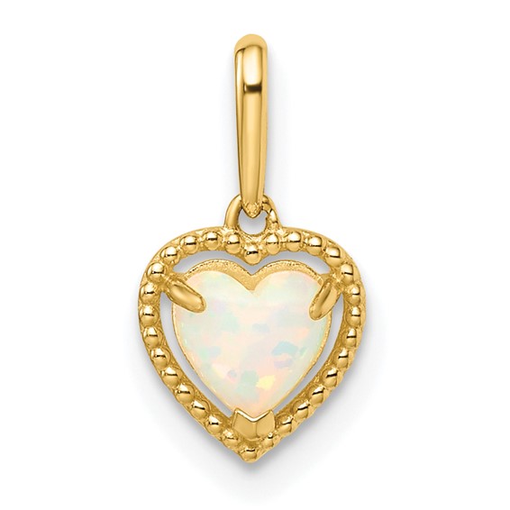 14k Lab Created Opal Heart Pendant