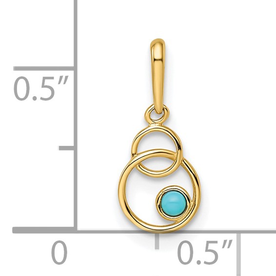 14k Synthetic Turquoise Circle Pendant