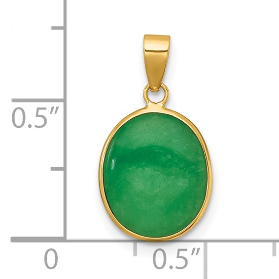 14K Polished Jade Oval Cabochon Pendant