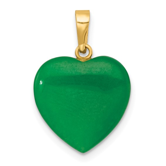 14K Polished Jade Heart Pendant