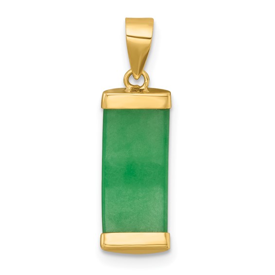 14K Polished Jade Domed Bar Pendant
