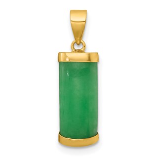 14K Polished Jade Domed Bar Pendant
