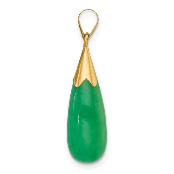 14K Polished Jade Teardrop Pendant