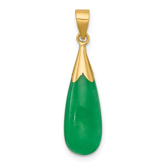 14K Polished Jade Teardrop Pendant