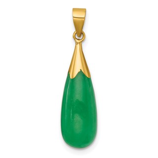 14K Polished Jade Teardrop Pendant