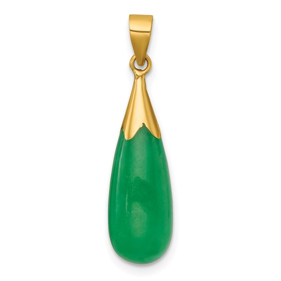 14K Polished Jade Teardrop Pendant