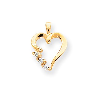 14k AA Diamond heart pendant