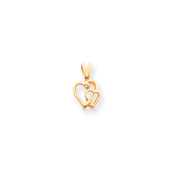 14k AA Diamond heart pendant