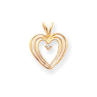 14k AAA Diamond heart pendant