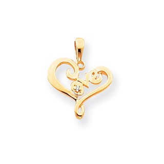 14k AAA Diamond heart pendant
